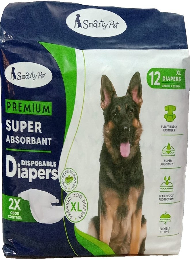 Petlicious & More Smarty Pet Disposable Pet Diapers for Large Breed & Extra Large Breed Dogs (Size - Extra Large, 320mm x 520mm, Pack of 12 Pcs) - Image 1